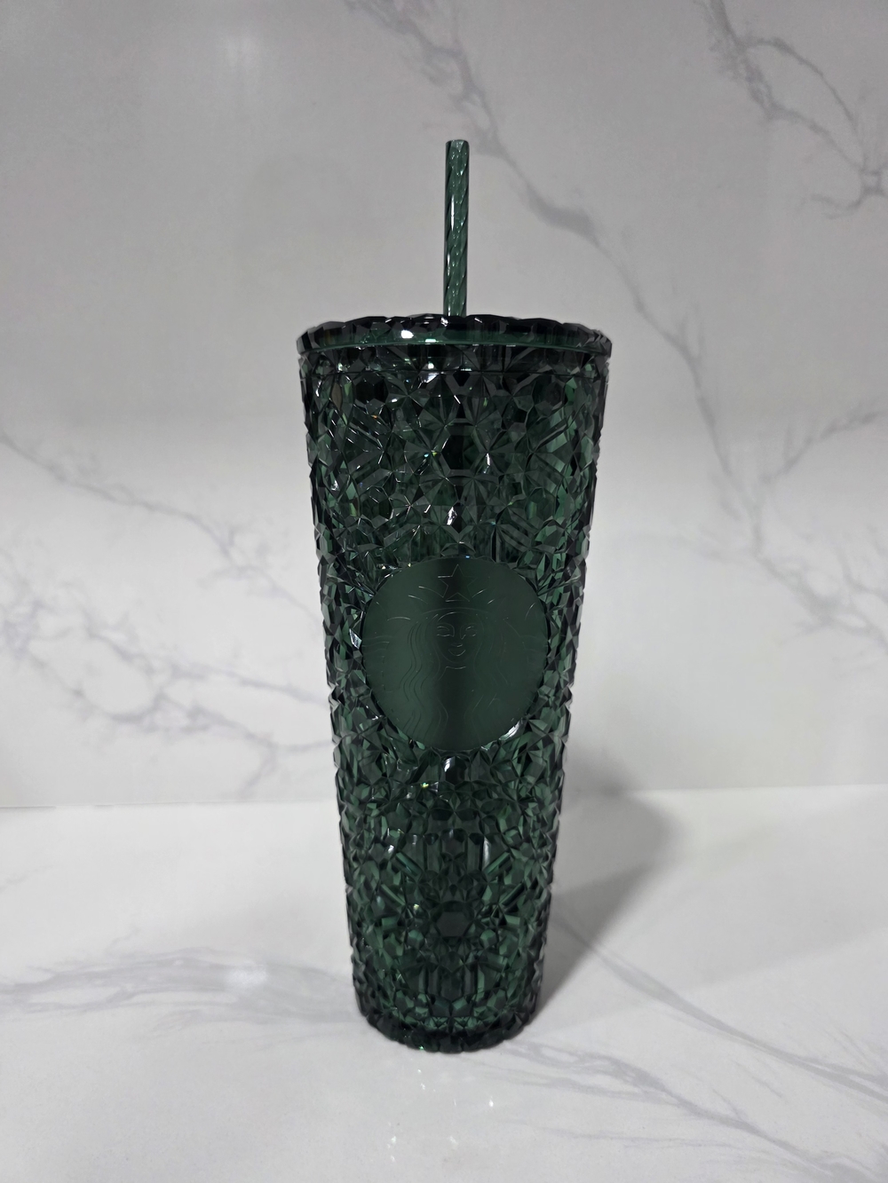 Starbucks Deep Emerald Gemstone Jeweled Cold Cup Tumbler